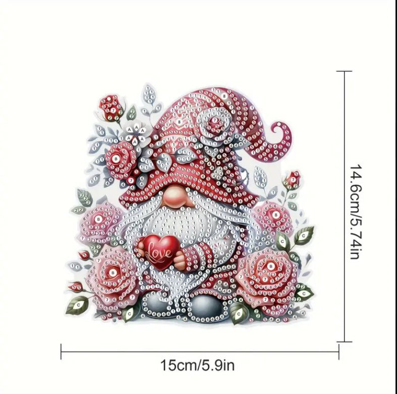 Red Christmas Gonk Suncatcher - DIY Christmas Diamond Art Kit - Christmas Decoration Craft Kit in Acrylic with Rhinestone Drills - Elegantly You