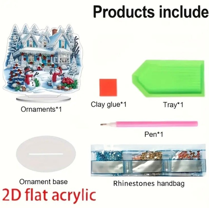 Snowman House DIY Diamond Art Kit - Christmas Diamond Art Ornament - Christmas Decoration Craft Kit in Acrylic - Elegantly You