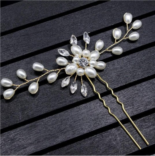 1pc Bridal Hair Accessories Bridal Wedding Hair Pin/ Comb/ Clip, Wedding Hair Accessories Crystal Diamante Pearl, Bridesmaid Hair Accessories - Floralific