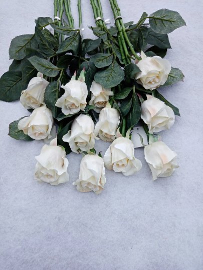 Artificial Cream Roses, Real Touch White Roses, Artificial Flowers, White Flowers, Silk Faux Flowers, Wedding Flowers, Flowers Gift for Her - Floralific