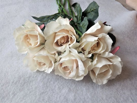 Artificial Cream Roses, Real Touch White Roses, White Flowers, Artificial Flowers, Faux Flowers Wedding Flowers, Flowers Gift for Her - Floralific