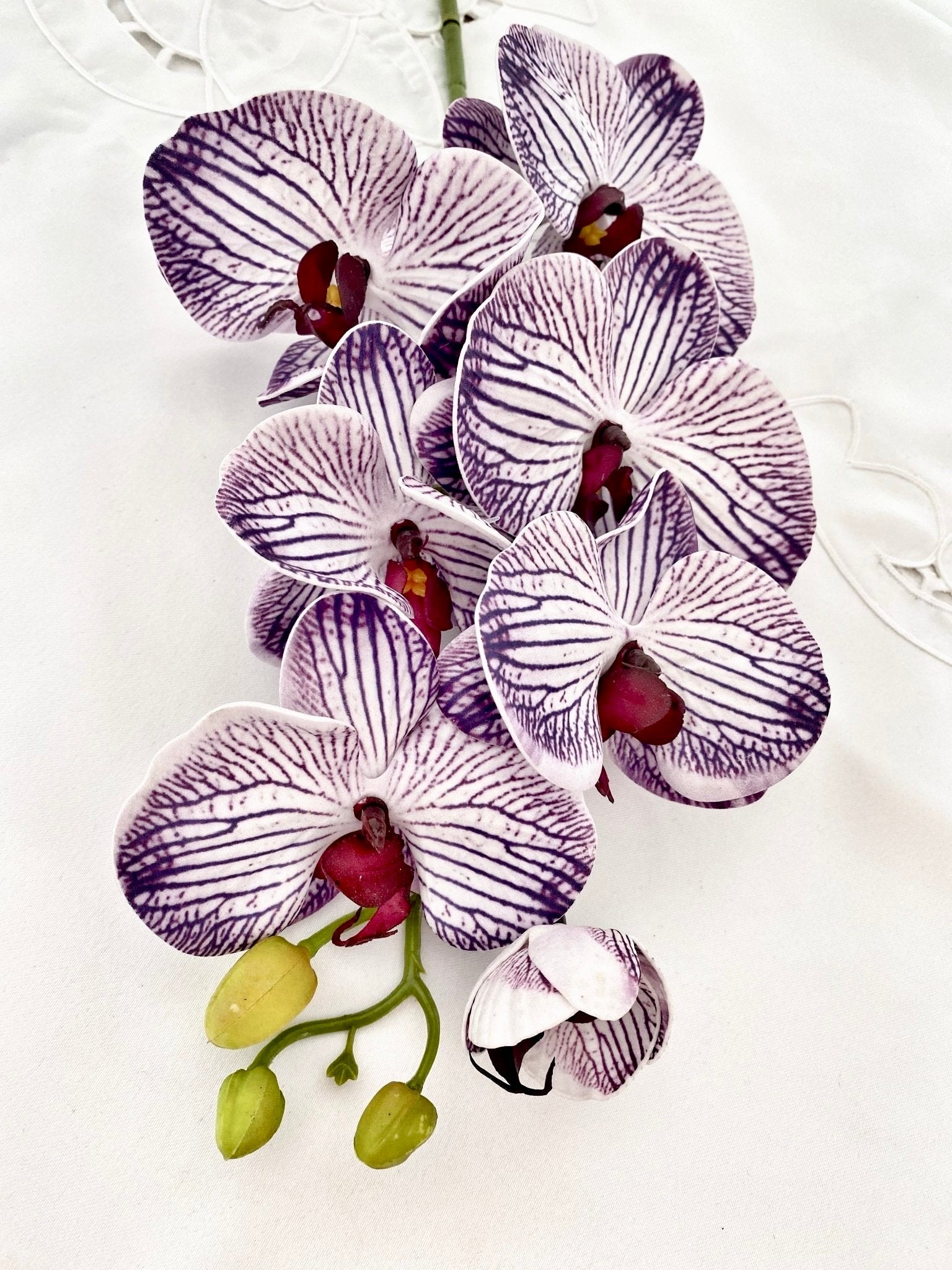 Artificial Orchid Flower, Gift for Her, Real Look Orchids, Purple Striped Orchid Stem, Phalaenopsis, Faux Orchid Flower - Elegantly You