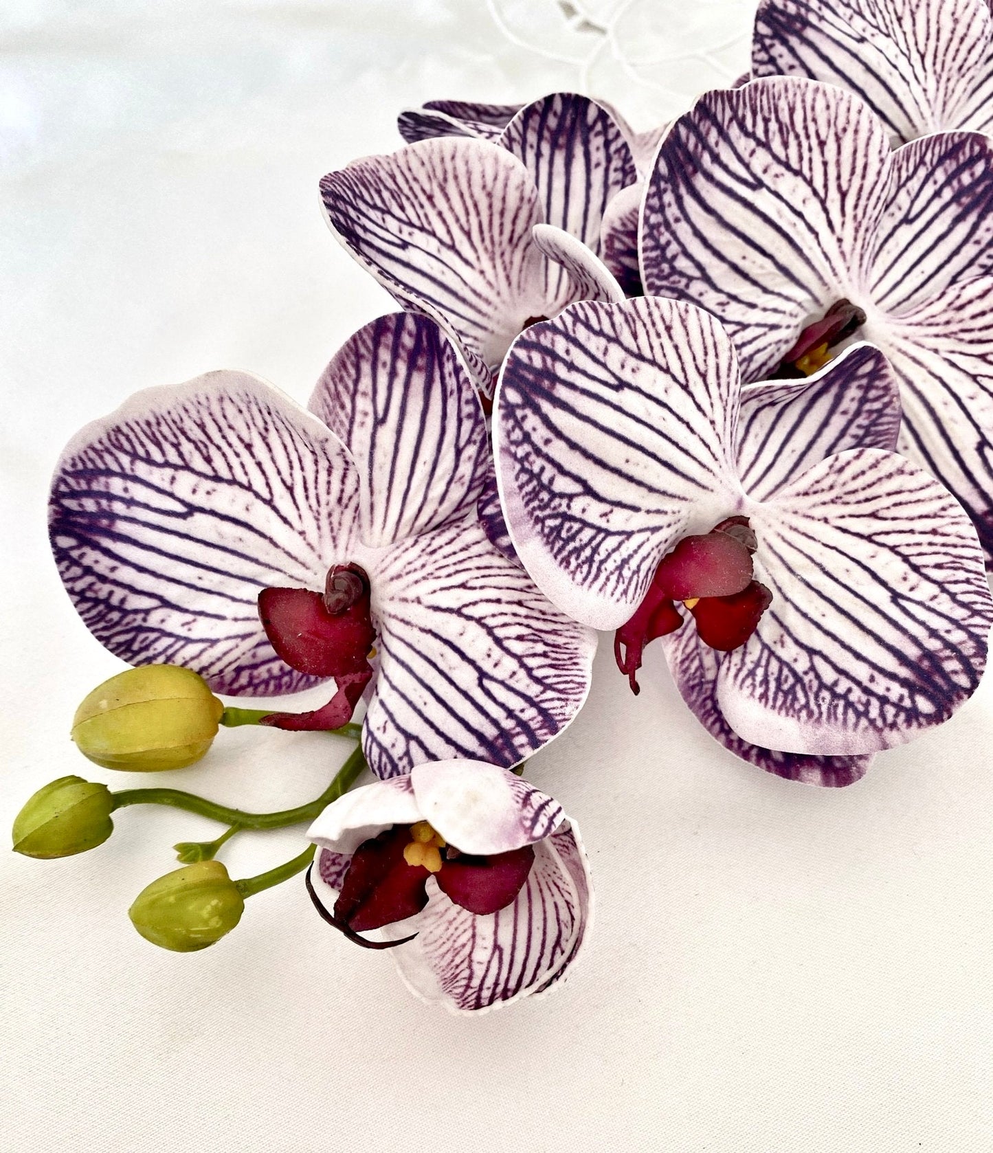 Artificial Orchid Flower, Gift for Her, Real Look Orchids, Purple Striped Orchid Stem, Phalaenopsis, Faux Orchid Flower - Elegantly You