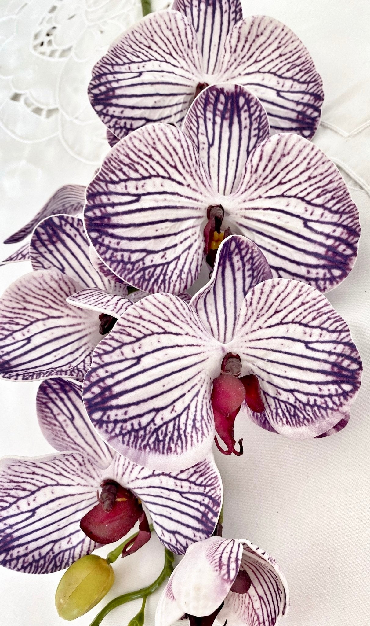 Artificial Orchid Flower, Gift for Her, Real Look Orchids, Purple Striped Orchid Stem, Phalaenopsis, Faux Orchid Flower - Elegantly You