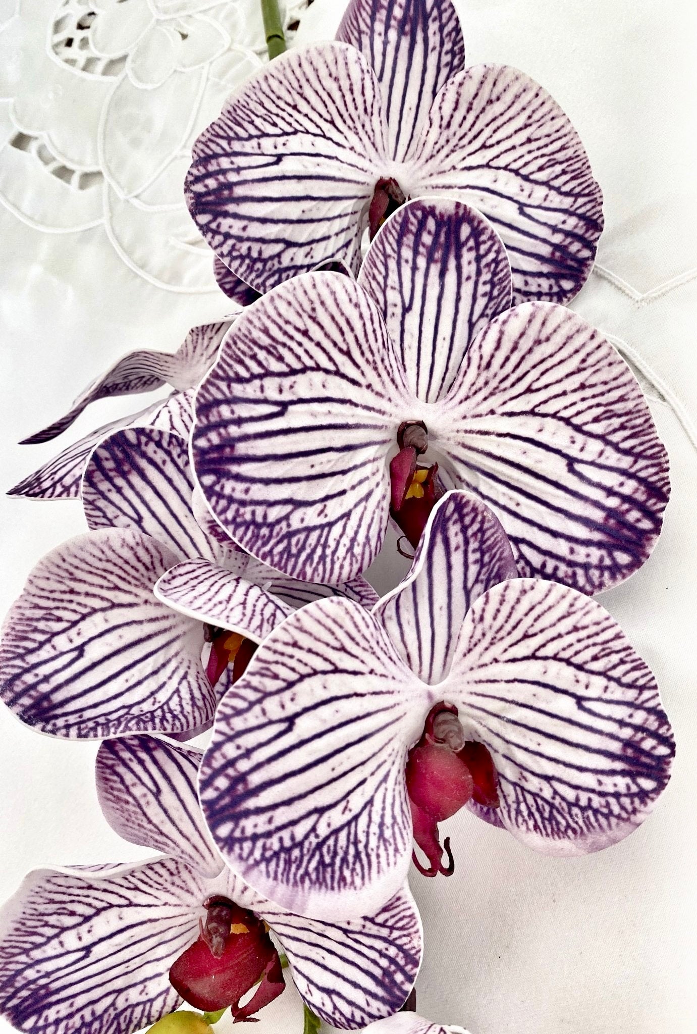 Artificial Orchid Flower, Gift for Her, Real Look Orchids, Purple Striped Orchid Stem, Phalaenopsis, Faux Orchid Flower - Elegantly You