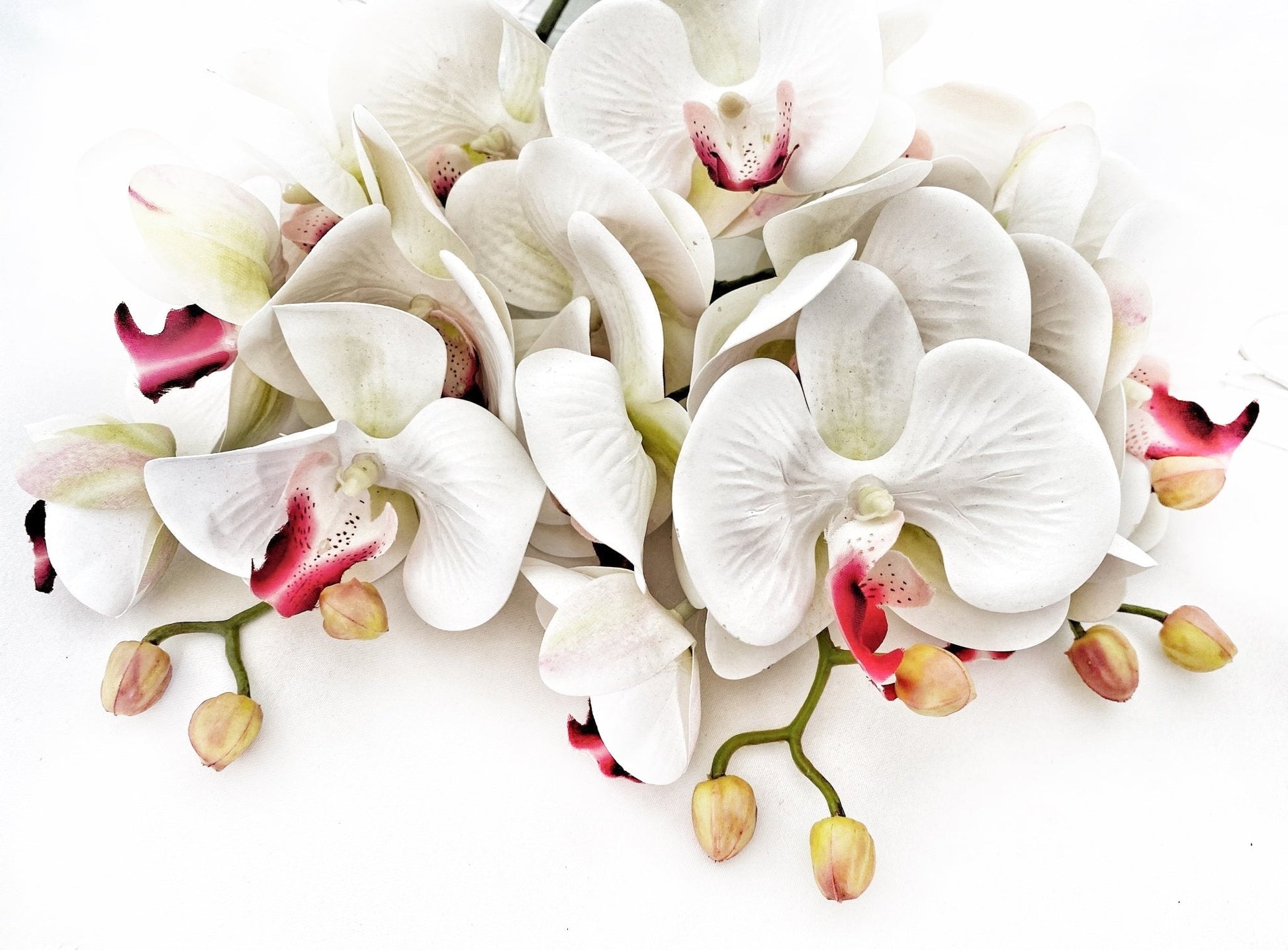 Artificial Orchid Flower Gift for Her, Real Touch Orchids, White & Pink Orchid Stem, Phalaenopsis, Faux Orchid, Artificial White Flowers - Elegantly You