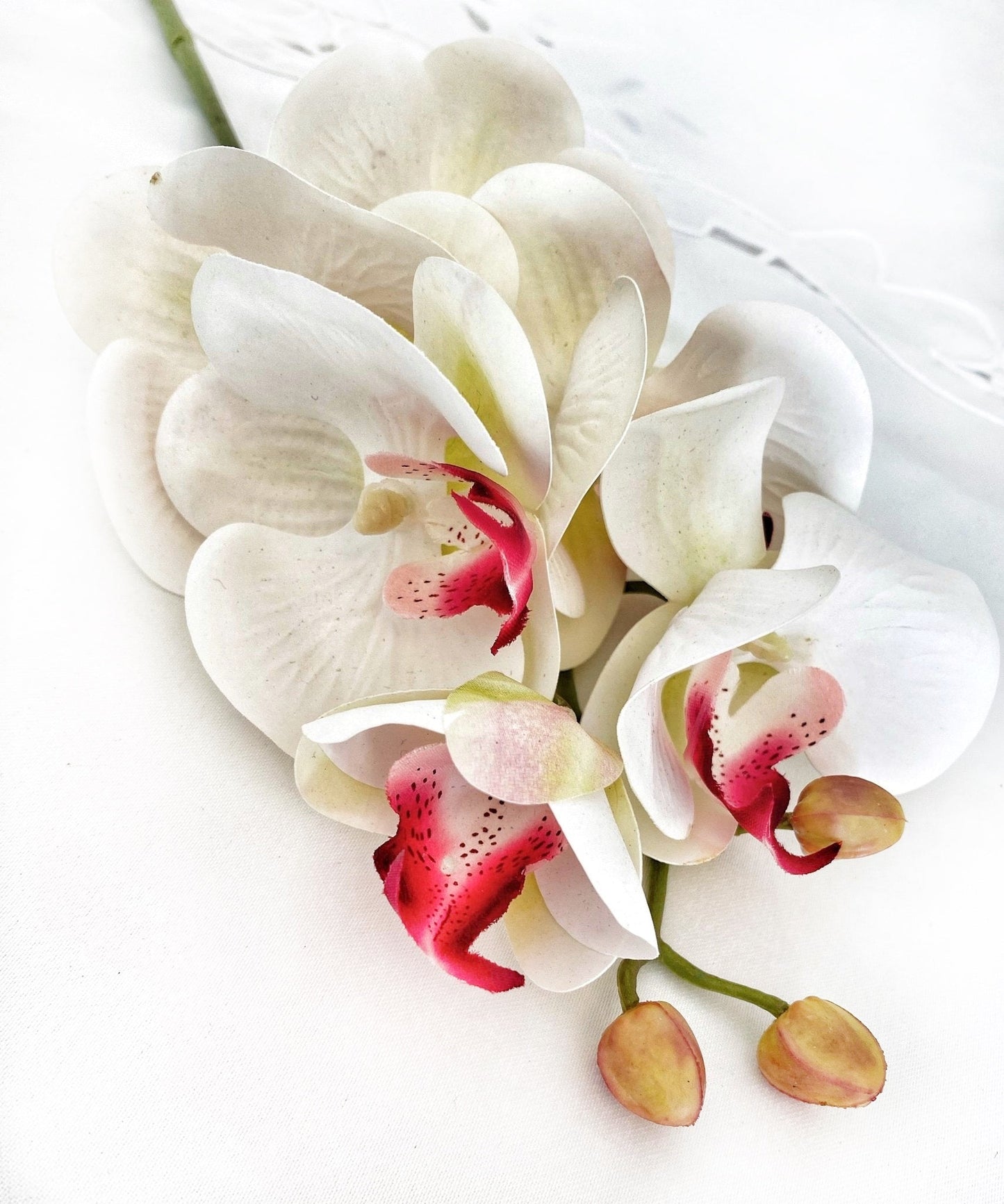 Artificial Orchid Flower Gift for Her, Real Touch Orchids, White & Pink Orchid Stem, Phalaenopsis, Faux Orchid, Artificial White Flowers - Elegantly You