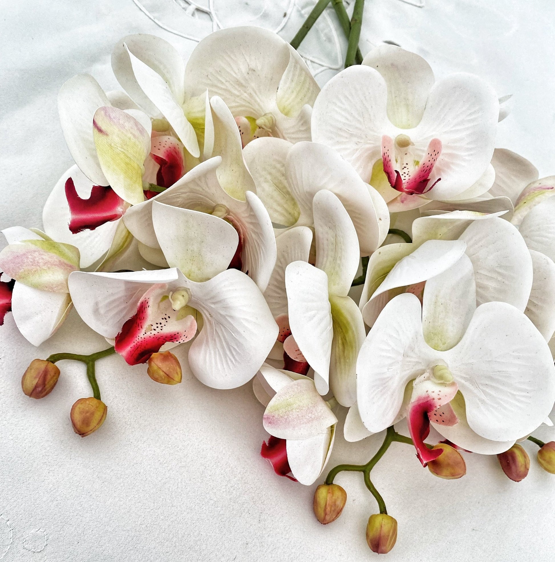 Artificial Orchid, Flowers Gift for Her, Real Touch Orchids, White & Pink Orchid, Phalaenopsis, Faux Orchid, Artificial White Flowers - Floralific