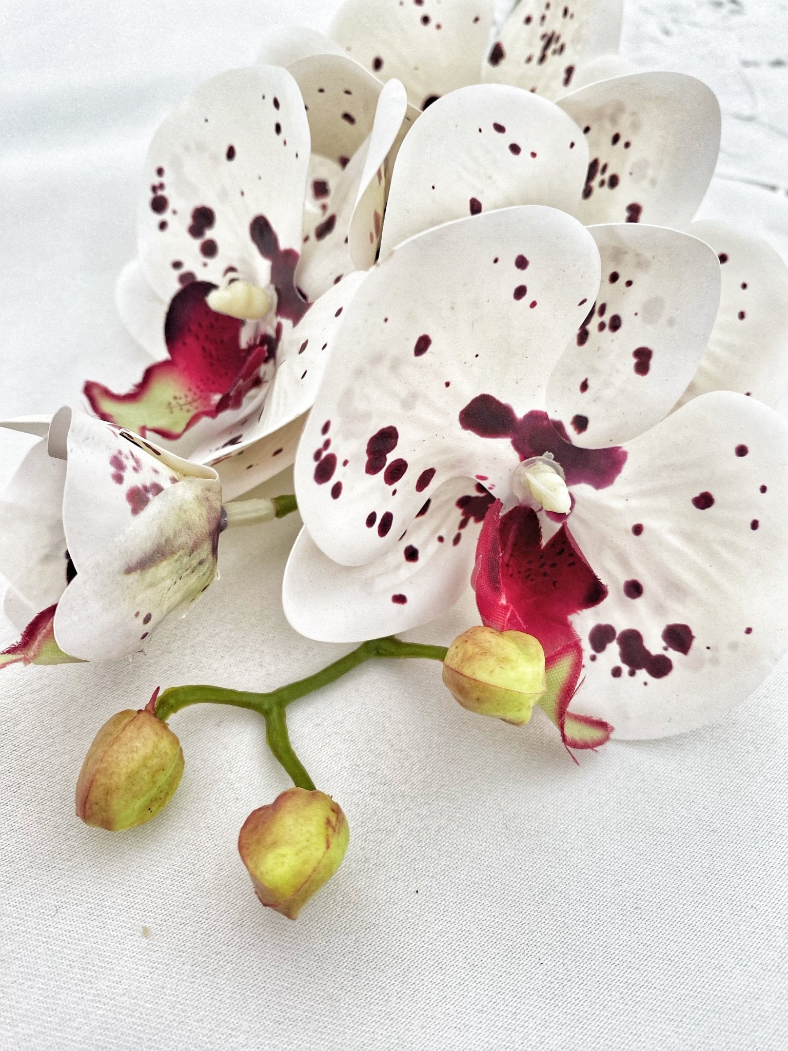 Artificial Orchid, Flowers Gift for Her, Real Touch Orchids White & Red Spotted Orchid White Flowers Faux Artificial Flowers Wedding Flowers - Floralific