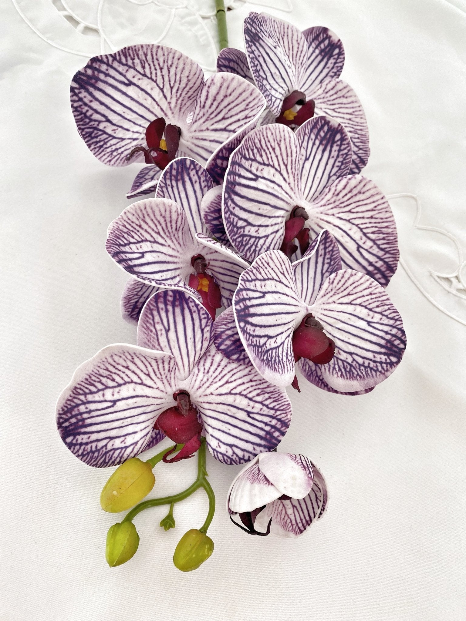 Artificial Orchid, Make your own Plant, Flowers Gift for Her, Real Look Orchids, Purple Striped Orchid, Phalaenopsis, Faux Orchid Flower - Floralific