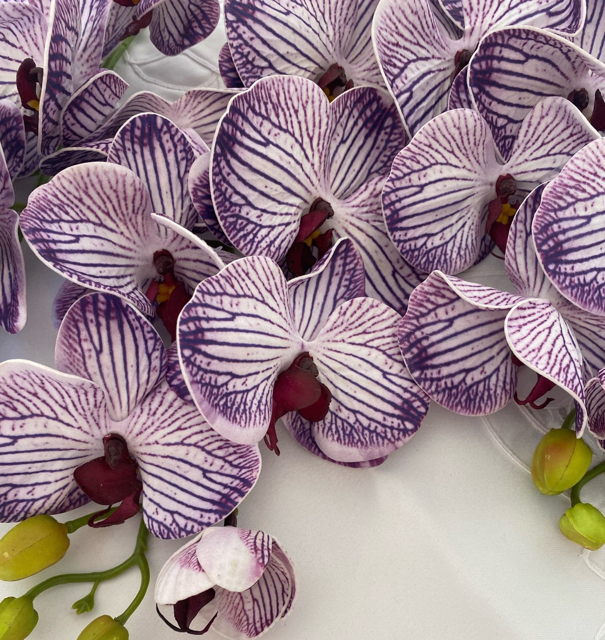 Artificial Orchid, Make your own Plant, Flowers Gift for Her, Real Look Orchids, Purple Striped Orchid, Phalaenopsis, Faux Orchid Flower - Floralific