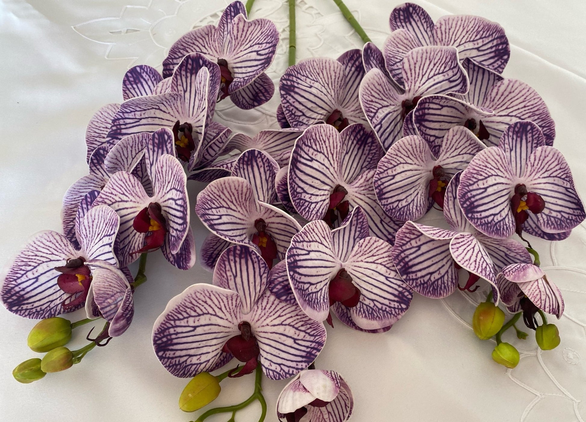 Artificial Orchid, Make your own Plant, Flowers Gift for Her, Real Look Orchids, Purple Striped Orchid, Phalaenopsis, Faux Orchid Flower - Floralific