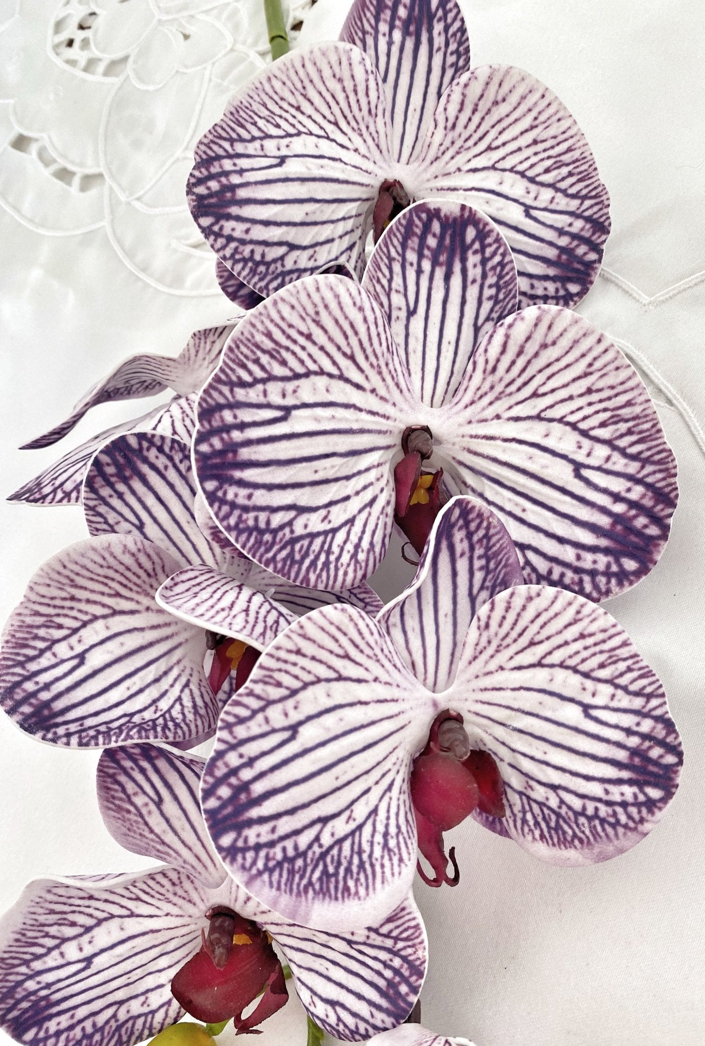 Artificial Orchid, Make your own Plant, Flowers Gift for Her, Real Look Orchids, Purple Striped Orchid, Phalaenopsis, Faux Orchid Flower - Floralific