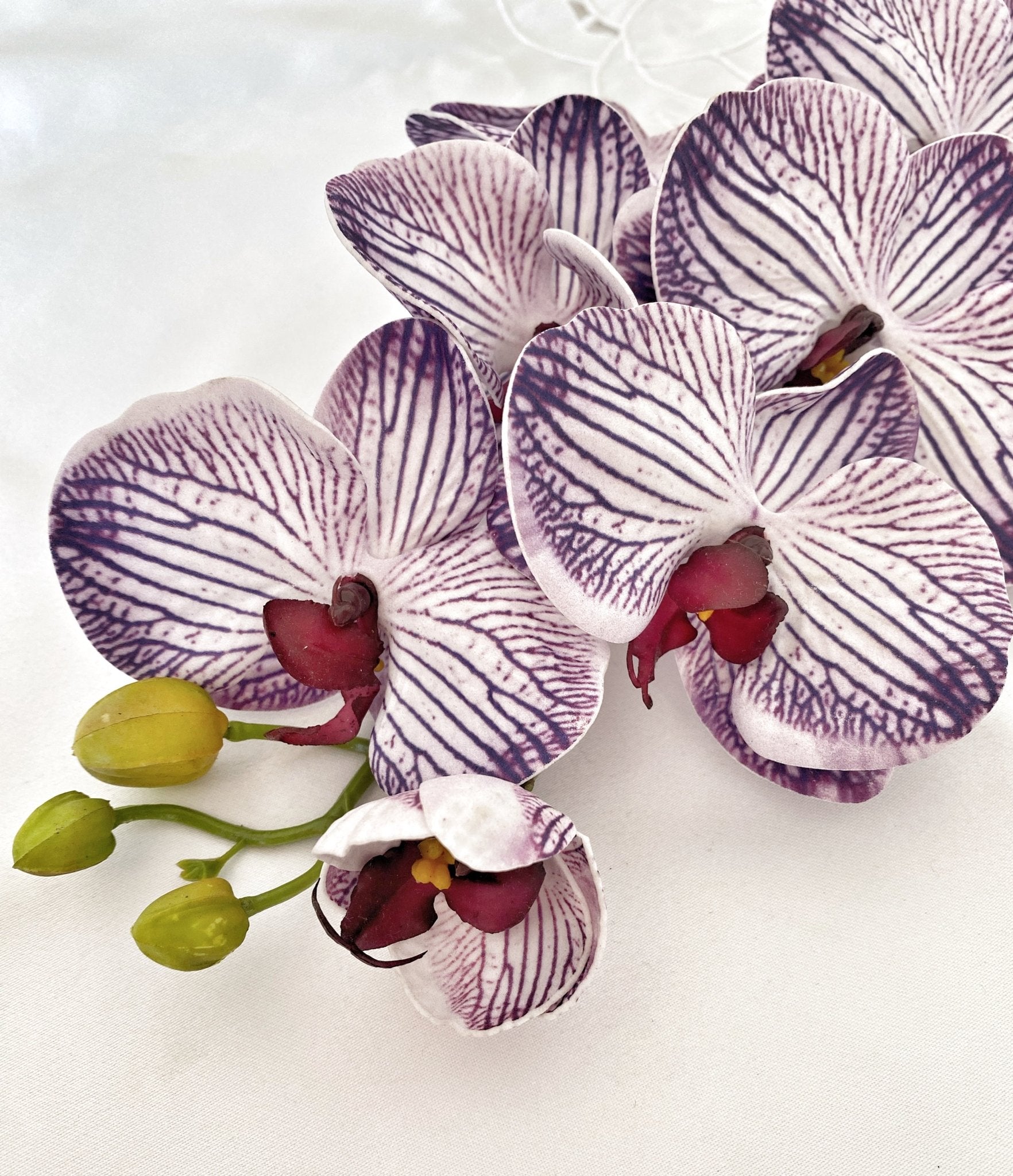 Artificial Orchid, Make your own Plant, Flowers Gift for Her, Real Look Orchids, Purple Striped Orchid, Phalaenopsis, Faux Orchid Flower - Floralific