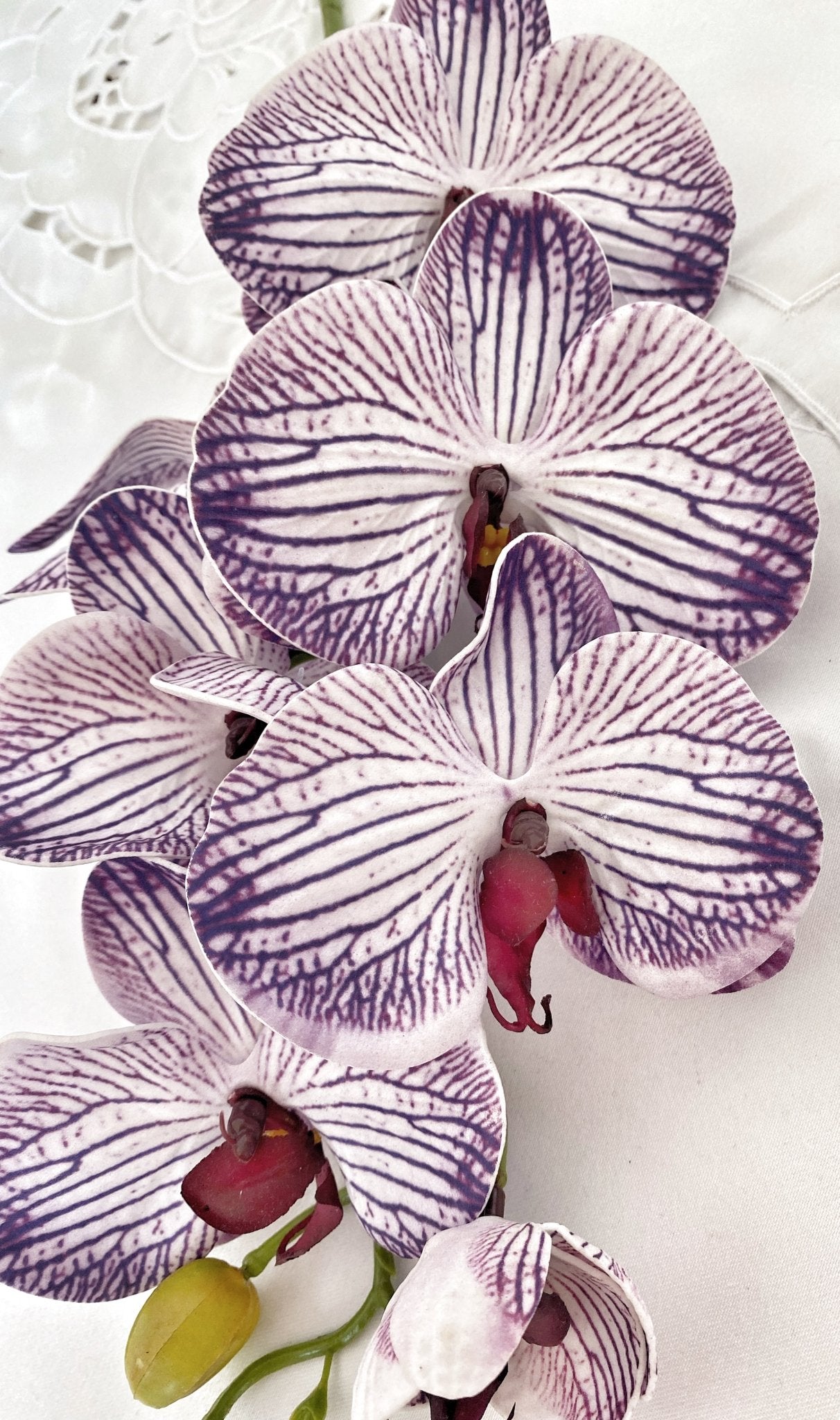 Artificial Orchid, Make your own Plant, Flowers Gift for Her, Real Look Orchids, Purple Striped Orchid, Phalaenopsis, Faux Orchid Flower - Floralific