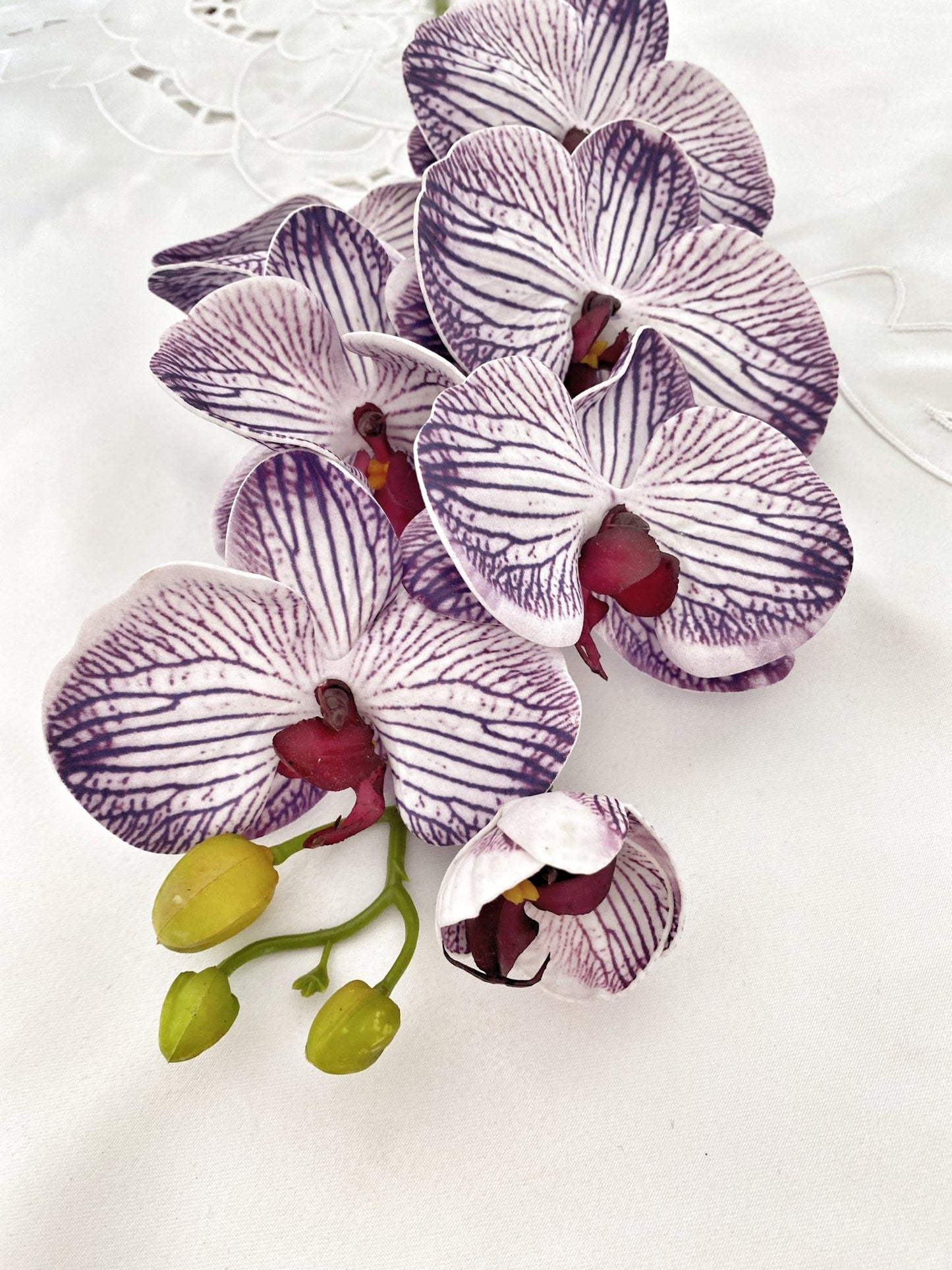 Artificial Orchid, Make your own Plant, Flowers Gift for Her, Real Look Orchids, Purple Striped Orchid, Phalaenopsis, Faux Orchid Flower - Floralific