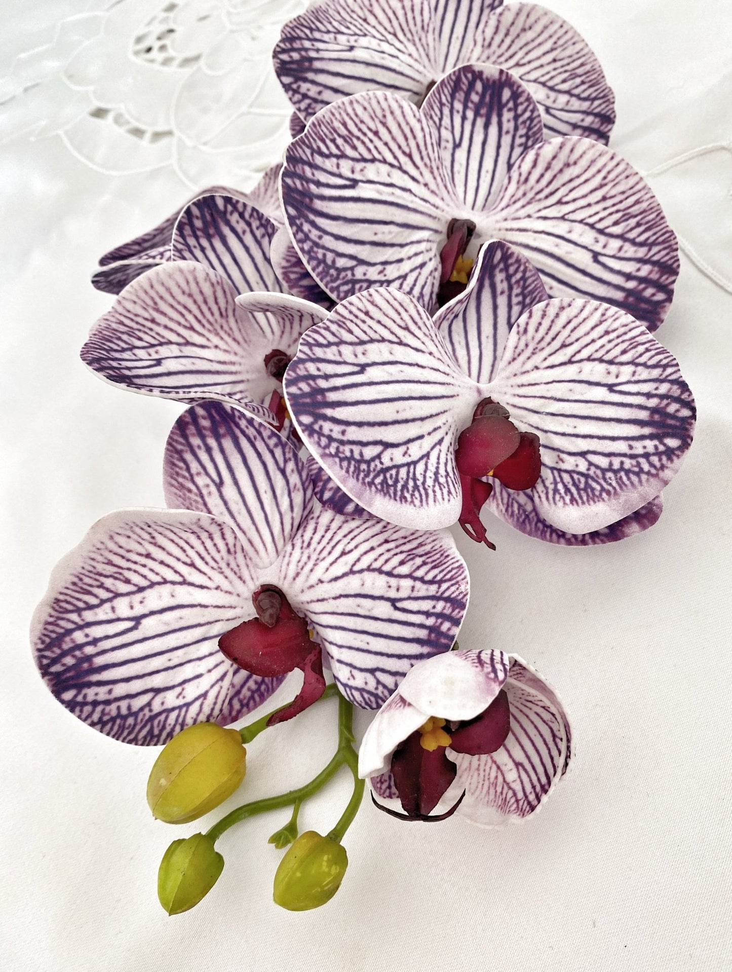 Artificial Orchid, Make your own Plant, Flowers Gift for Her, Real Look Orchids, Purple Striped Orchid, Phalaenopsis, Faux Orchid Flower - Floralific