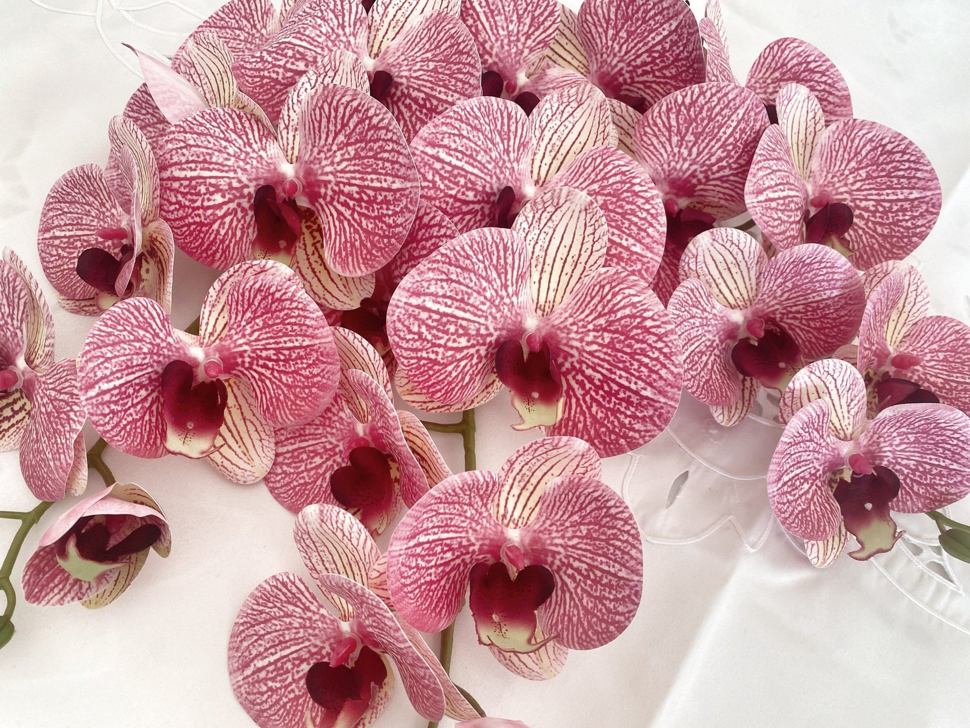 Artificial Orchid, Make your own Plant, Gift for Her, Real Look Orchids, Pink Striped Orchid, Phalaenopsis, Artificial Faux Orchid Flower - Floralific