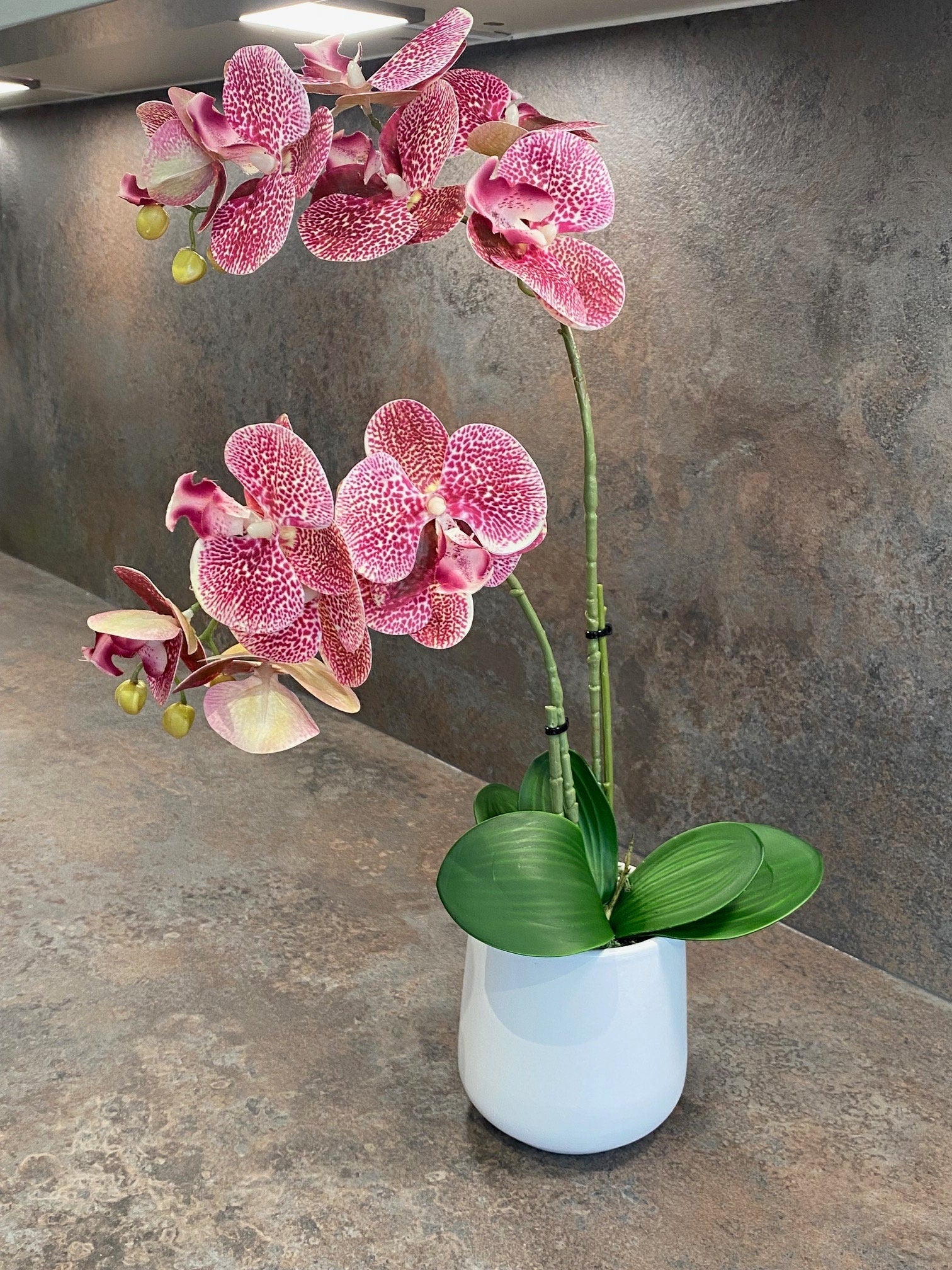 Artificial Orchid Plant, Gift for Her, Real Look Orchids, Spotted Pink Orchid Pot Plant, Phalaenopsis, Artificial Flowers, Faux Orchid - Floralific