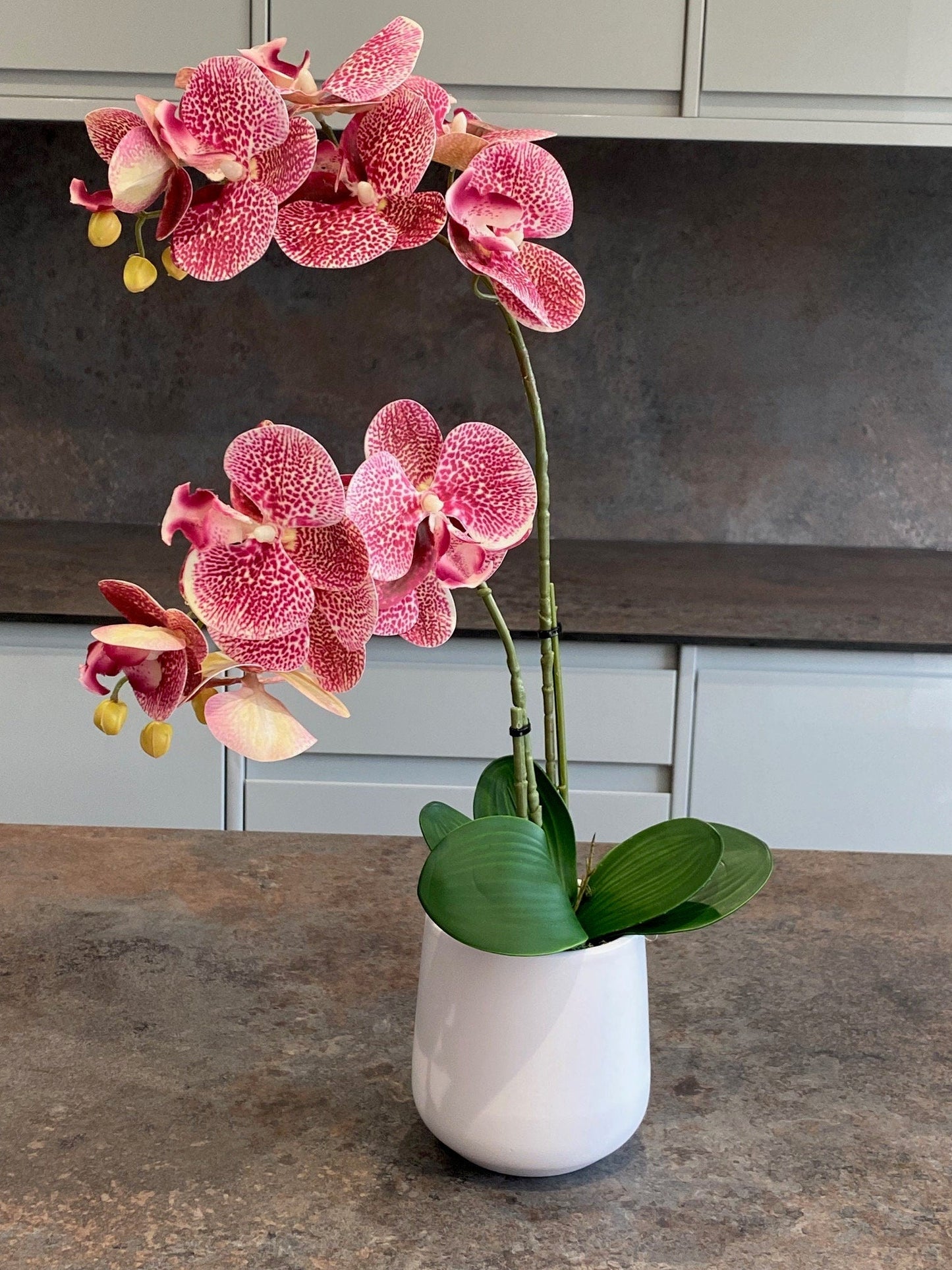 Artificial Orchid Plant, Gift for Her, Real Look Orchids, Spotted Pink Orchid Pot Plant, Phalaenopsis, Artificial Flowers, Faux Orchid - Floralific