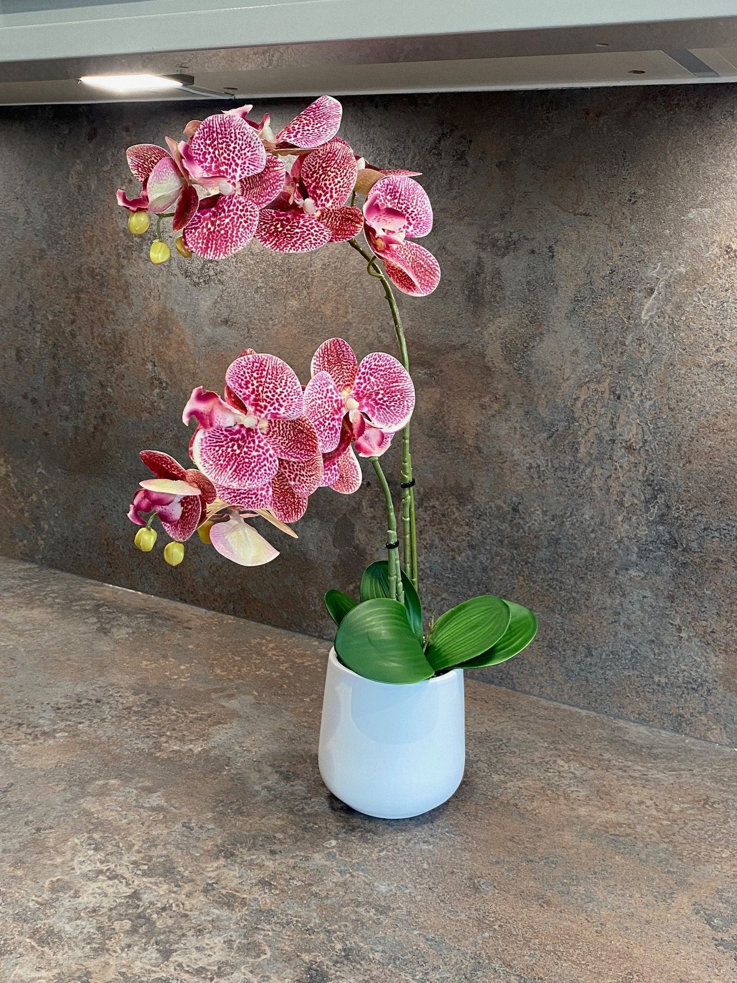 Artificial Orchid Plant, Gift for Her, Real Look Orchids, Spotted Pink Orchid Pot Plant, Phalaenopsis, Artificial Flowers, Faux Orchid - Floralific