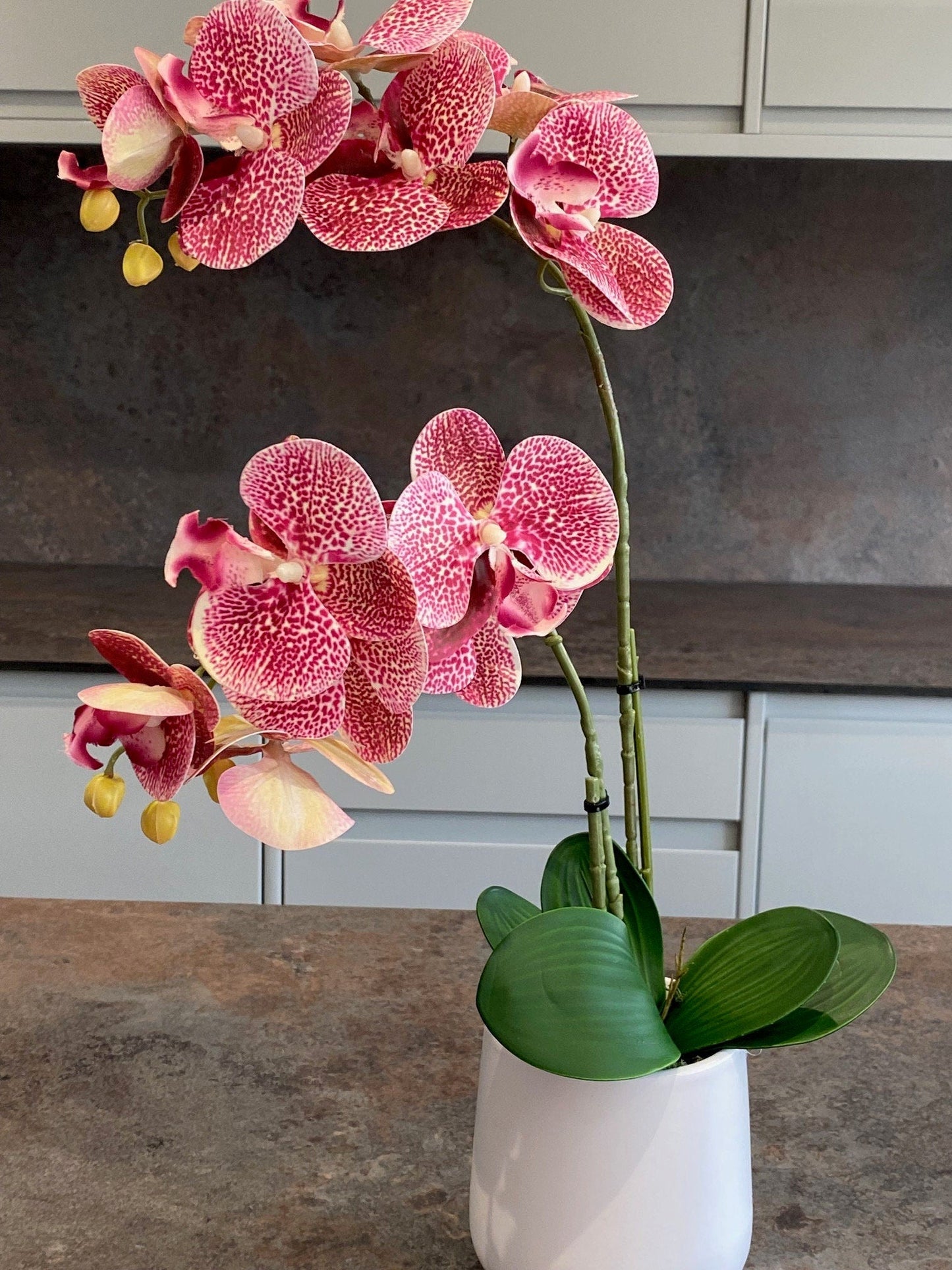 Artificial Orchid Plant, Gift for Her, Real Look Orchids, Spotted Pink Orchid Pot Plant, Phalaenopsis, Artificial Flowers, Faux Orchid - Floralific