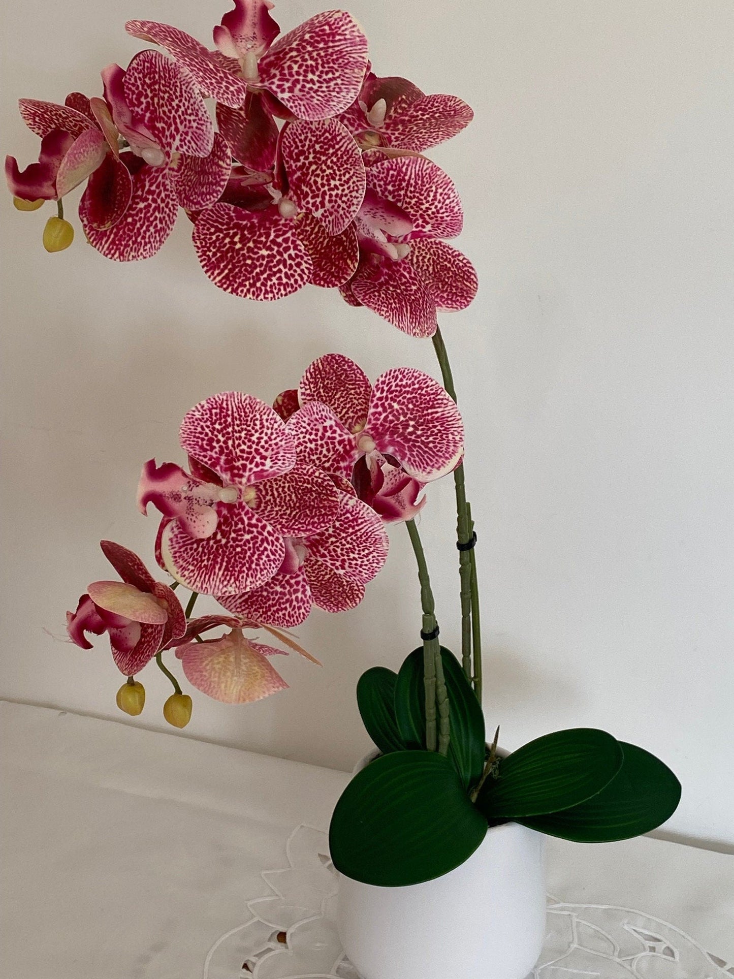 Artificial Orchid Plant, Gift for Her, Real Look Orchids, Spotted Pink Orchid Pot Plant, Phalaenopsis, Artificial Flowers, Faux Orchid - Floralific