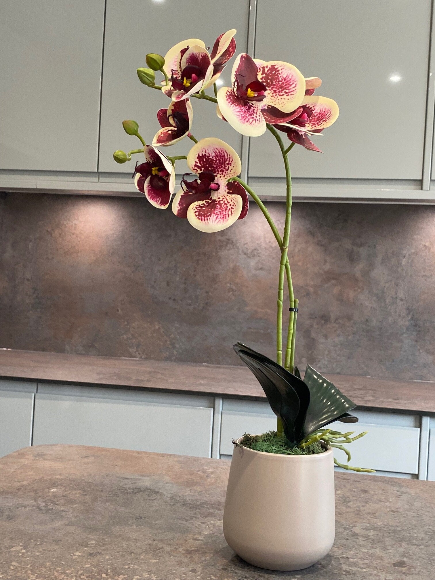 Artificial Orchid Plant, Gift for Her, Real Look Orchids, Spotted Red Orchid Pot Plant, Phalaenopsis, Artificial Flowers, Faux Orchid - Floralific