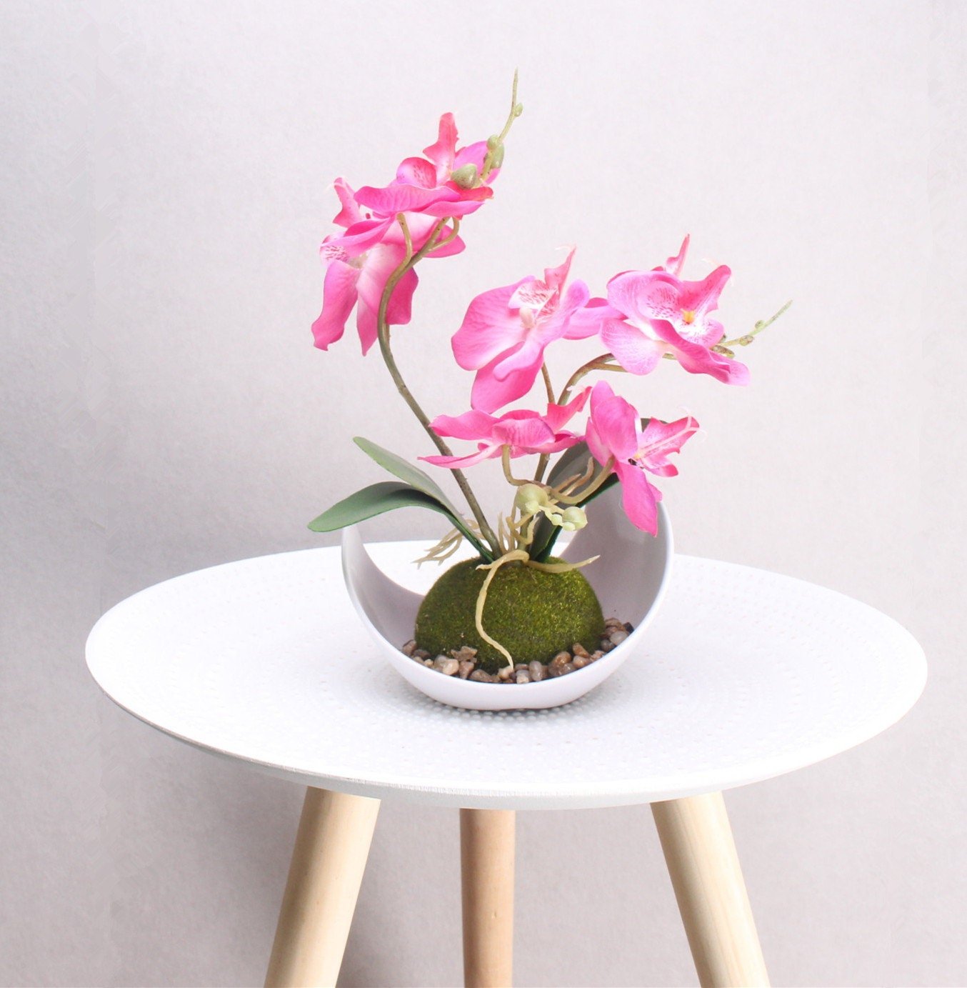 Artificial Orchid Plants in a Pot Faux Potted Orchids Phalaenopsis Orchids 28cm Potted Orchid in Purple, Pink or White Silk Orchid Flowers - Floralific