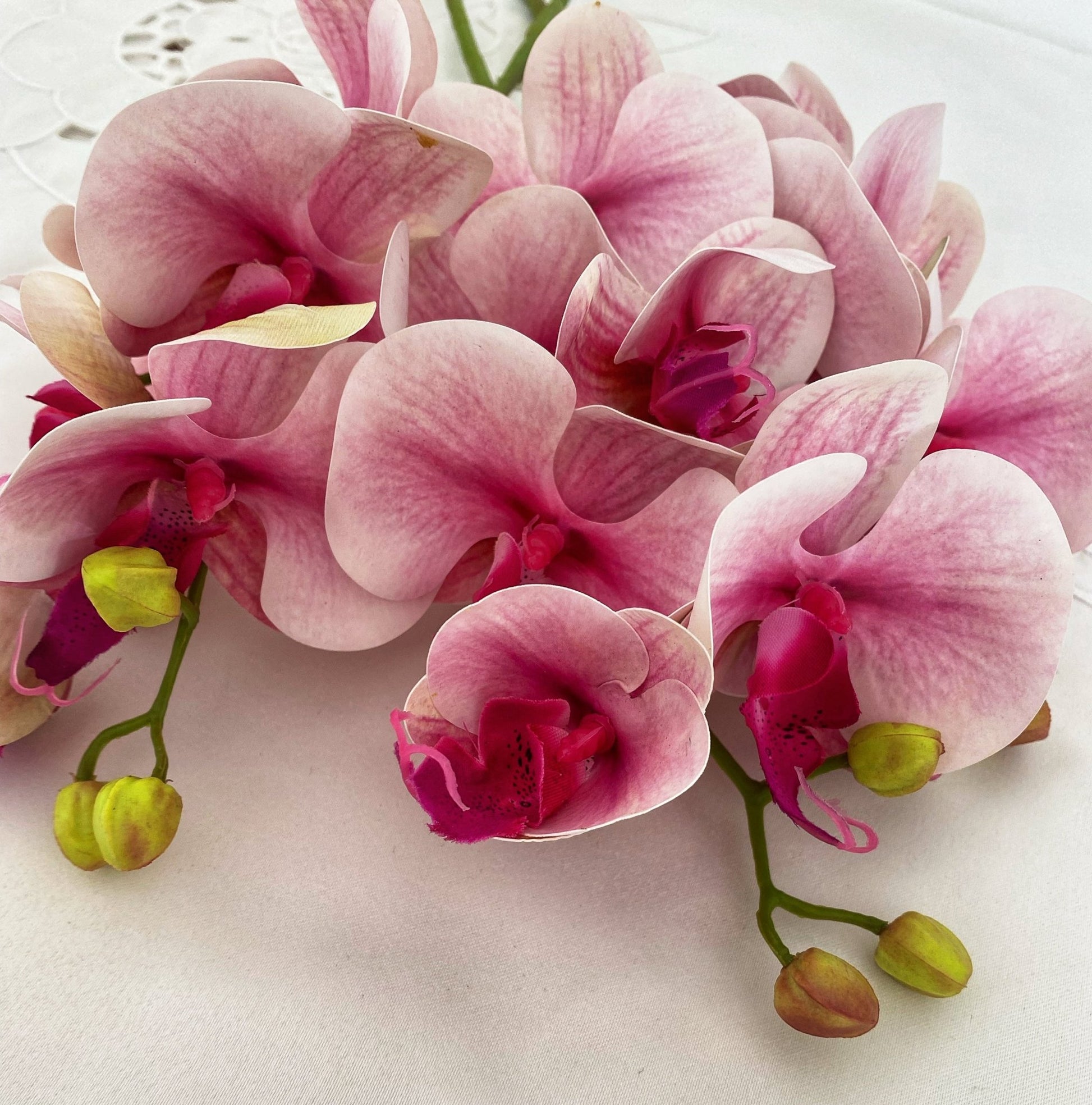 Artificial Orchid, Real Touch Orchids, Variegated Pink Orchid, Phalaenopsis Orchid Flower Artificial Flowers Pink Flowers, Gift for Her - Floralific