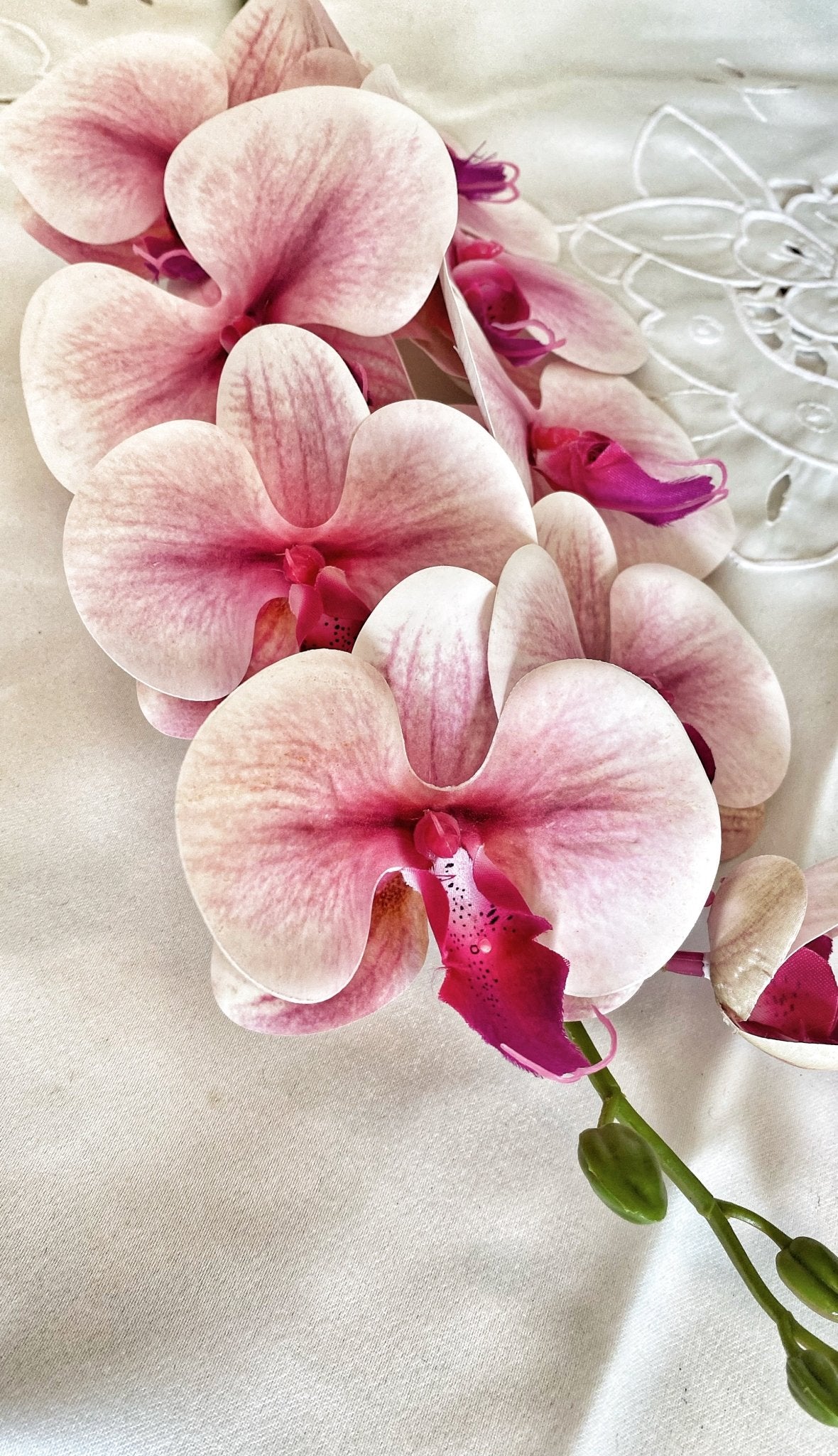 Artificial Orchid, Real Touch Orchids, Variegated Pink Orchid, Phalaenopsis Orchid Flower Artificial Flowers Pink Flowers, Gift for Her - Floralific