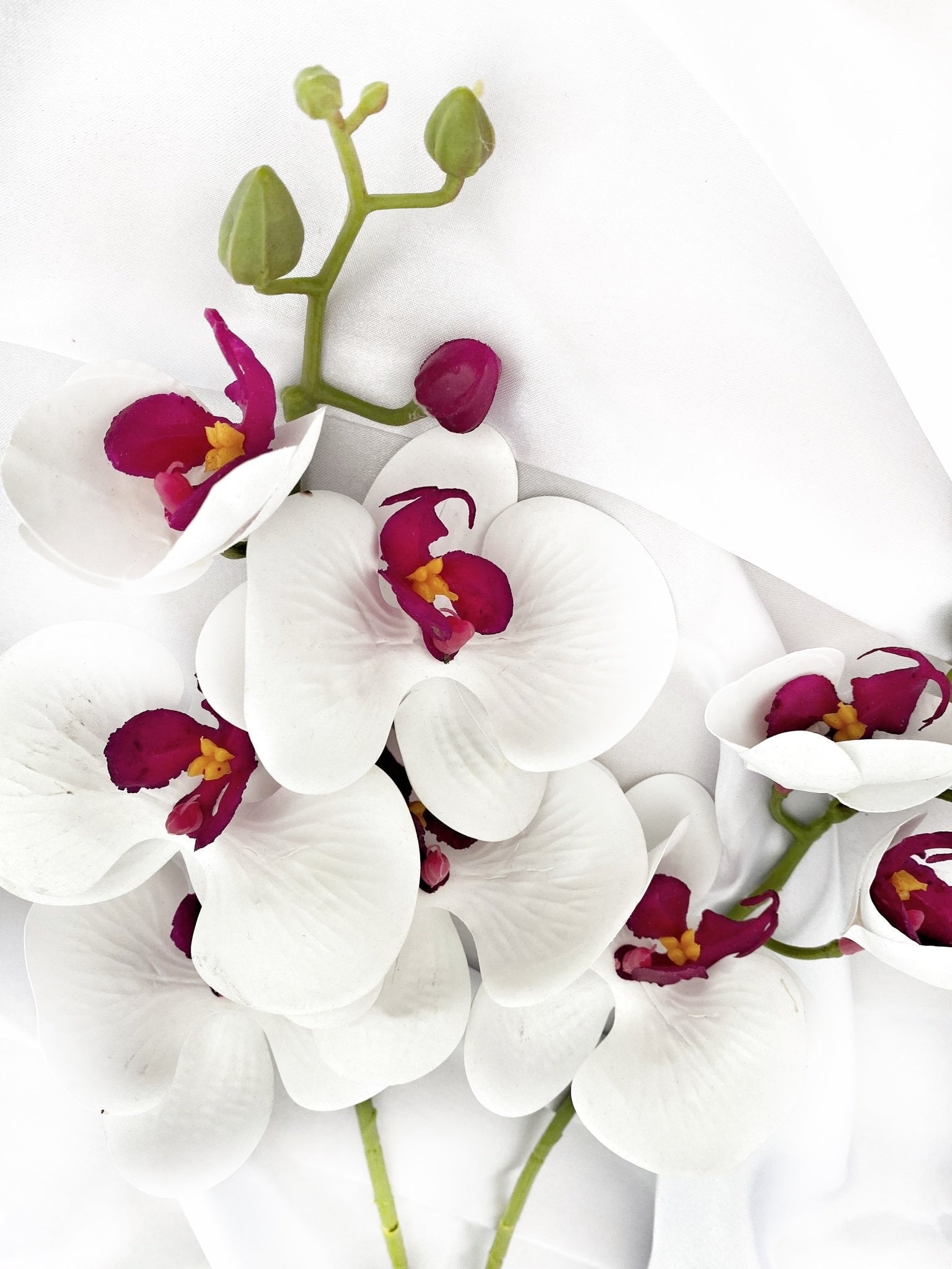 Artificial White & Pink Orchid, Orchid Plant, Orchid Flowers and Leaves for Orchid Plant, White Flowers Gift for Her Real Look Faux - Elegantly You