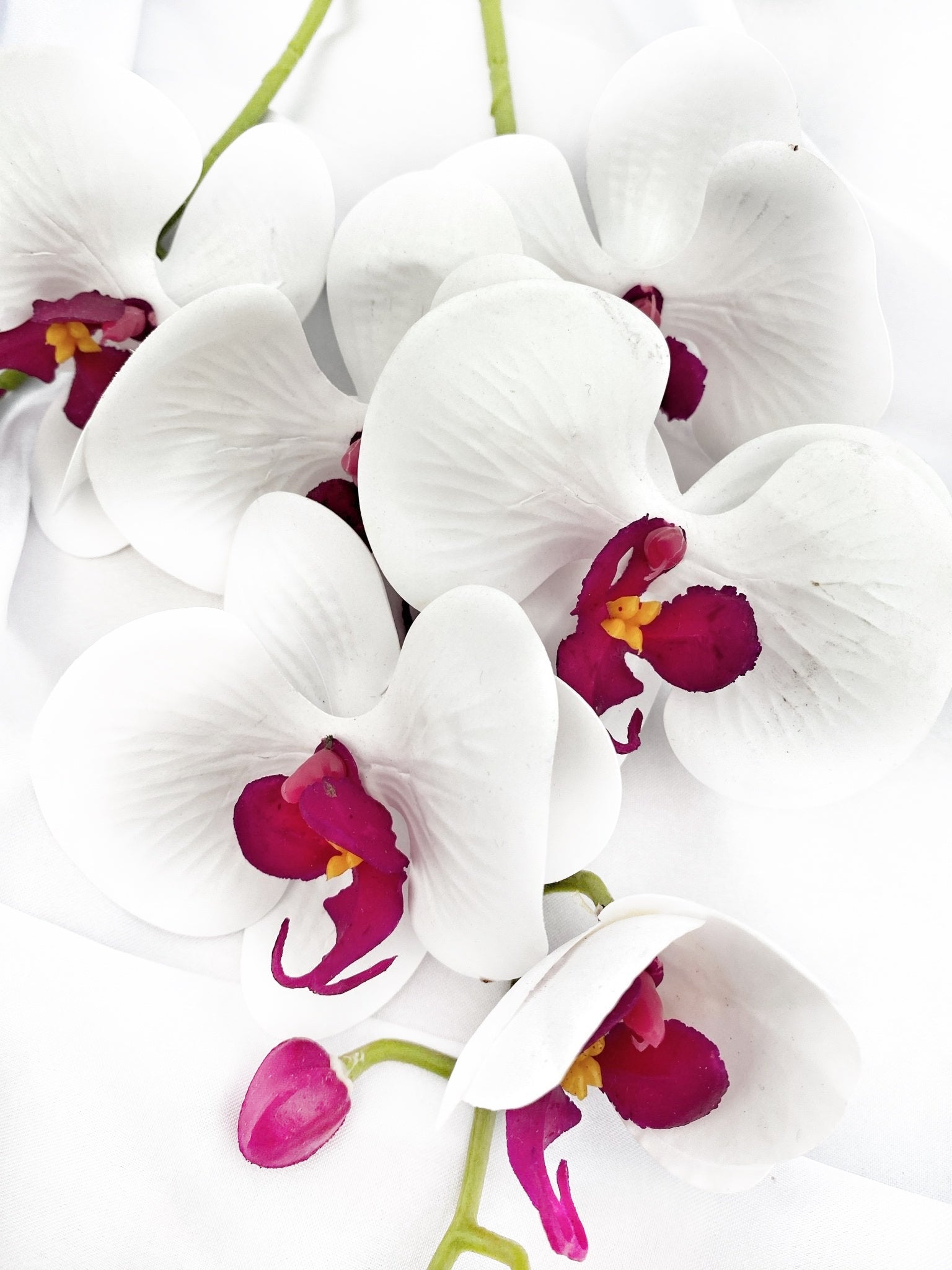 Artificial White & Pink Orchid, Orchid Plant, Orchid Flowers and Leaves for Orchid Plant, White Flowers Gift for Her Real Look Faux - Elegantly You