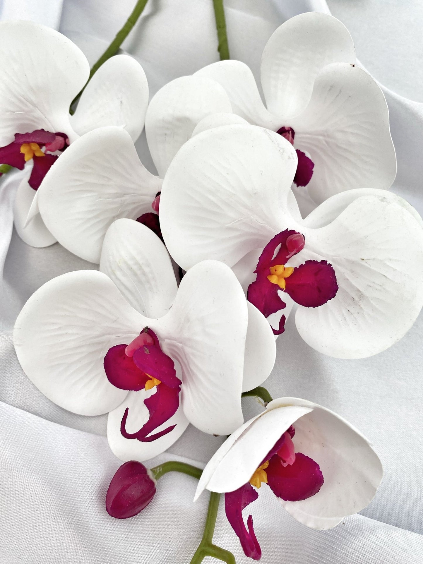 Artificial White & Pink Orchid, Orchid Plant, Orchid Flowers and Leaves for Orchid Plant, White Flowers Gift for Her Real Look Faux - Floralific