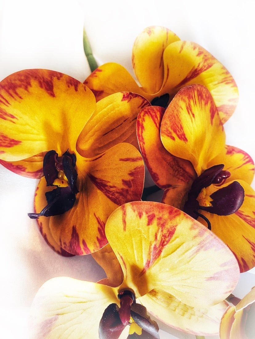 Artificial Yellow Orchid, Orchid Plant, Orchid & Leaves for Orchid Plant, Yellow Flowers, Gift for Her Artificial Flowers, Real Look Faux - Elegantly You