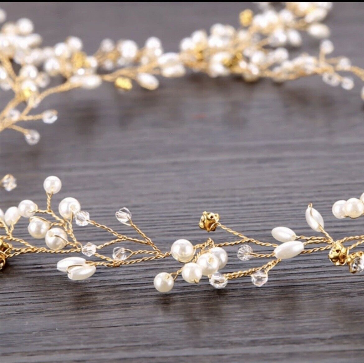 Bridal Hair Vine in Silver & Gold Wedding Hair Accessories 50/100cm Hair Jewellery Crystal Diamante Pearl Bride Bridesmaid Flower Girl Prom - Floralific