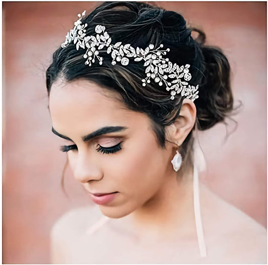 Bridal Headpiece, Bridal Tiara Headband, Bridal Wedding Hair Accessories - Crystal Diamante and Pearl - Floralific