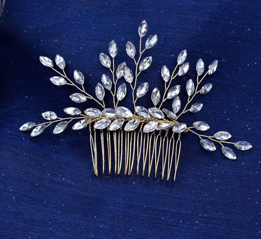 Bridal Wedding Hair Accessories Crystal Hair Comb in Silver or Gold Hair Vine Bridesmaid Accessory Wedding Hair Jewellery Rhinestone Crystal - Floralific