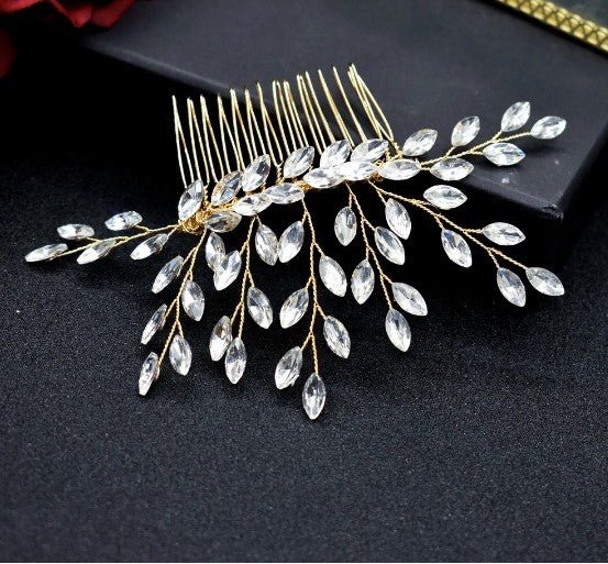 Bridal Wedding Hair Accessories Crystal Hair Comb in Silver or Gold Hair Vine Bridesmaid Accessory Wedding Hair Jewellery Rhinestone Crystal - Floralific