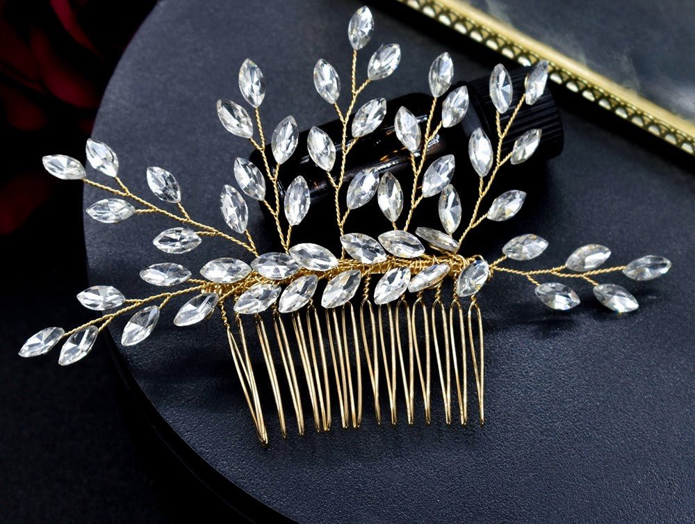 Bridal Wedding Hair Accessories Crystal Hair Comb in Silver or Gold Hair Vine Bridesmaid Accessory Wedding Hair Jewellery Rhinestone Crystal - Floralific