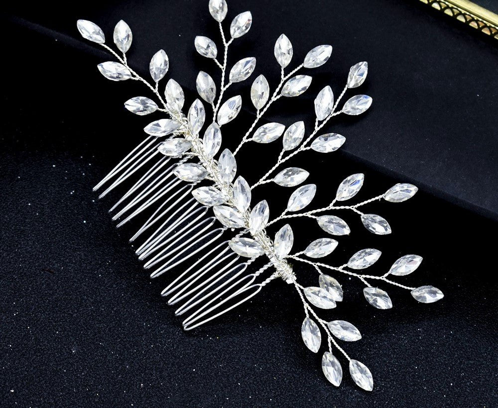 Bridal Wedding Hair Accessories Crystal Hair Comb in Silver or Gold Hair Vine Bridesmaid Accessory Wedding Hair Jewellery Rhinestone Crystal - Floralific