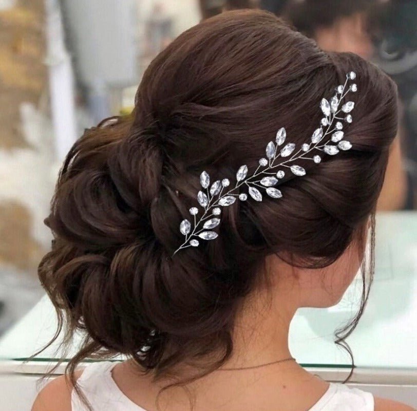 Bridal Wedding Hair Accessories Crystal Hair Piece Bridesmaid's Hair Accessory Hair Vine Hair Jewellery Crystal Tiara in Silver (S482) - Floralific