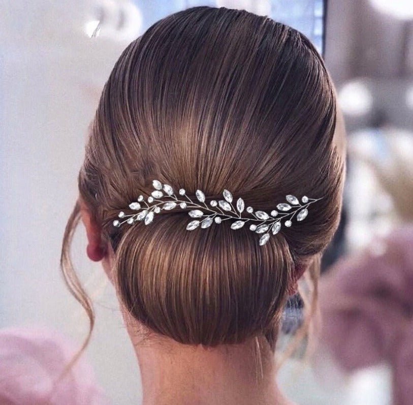 Bridal Wedding Hair Accessories Crystal Hair Piece Bridesmaid's Hair Accessory Hair Vine Hair Jewellery Crystal Tiara in Silver (S482) - Floralific