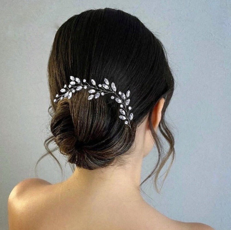 Bridal Wedding Hair Accessories Crystal Hair Piece Bridesmaid's Hair Accessory Hair Vine Hair Jewellery Crystal Tiara in Silver (S482) - Floralific