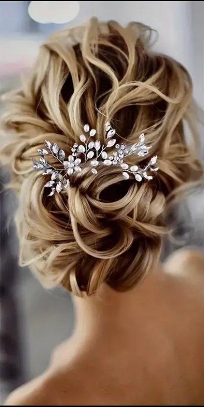 Bridal Wedding Hair Accessories Crystal Wedding Hair Piece Hair Vine Hair Jewellery Wedding Hair Comb in Silver Bridesmaid Accessory S467 - Floralific