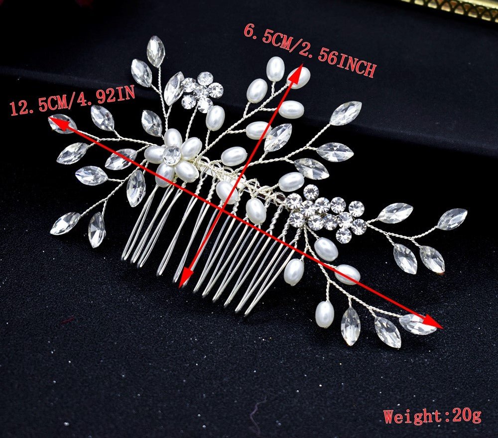 Bridal Wedding Hair Accessories Crystal Wedding Hair Piece Hair Vine Hair Jewellery Wedding Hair Comb in Silver Bridesmaid Accessory S467 - Floralific