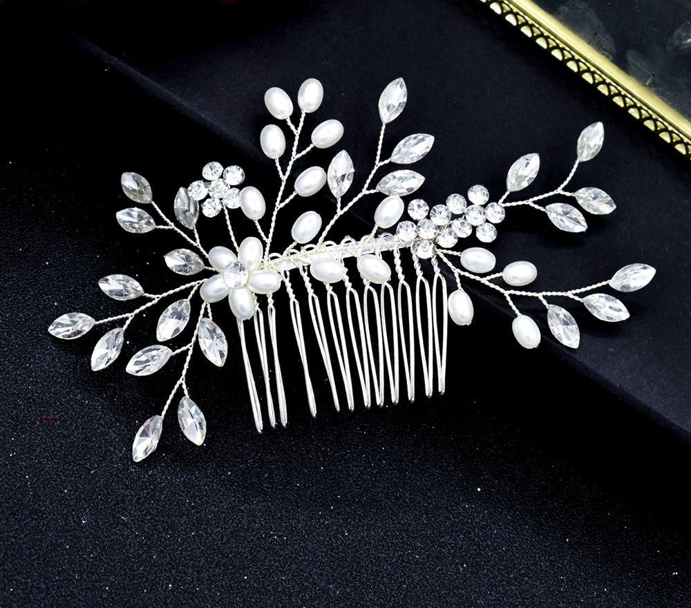 Bridal Wedding Hair Accessories Crystal Wedding Hair Piece Hair Vine Hair Jewellery Wedding Hair Comb in Silver Bridesmaid Accessory S467 - Floralific