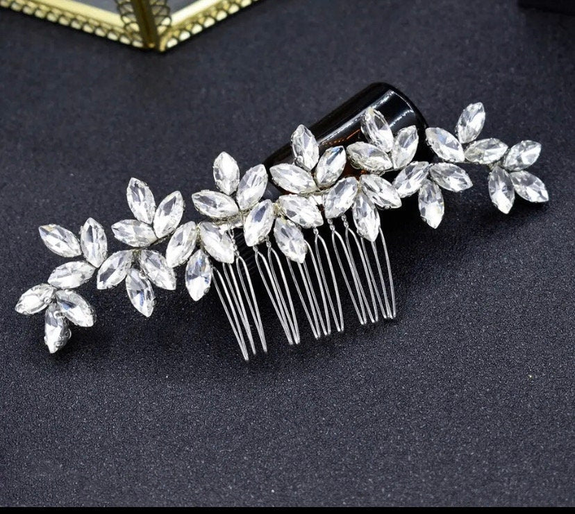 Bridal Wedding Hair Accessories Silver Crystal Hair Comb Hair Vine Bridesmaid Accessory Hair Jewellery Wedding Hair Comb - Floralific