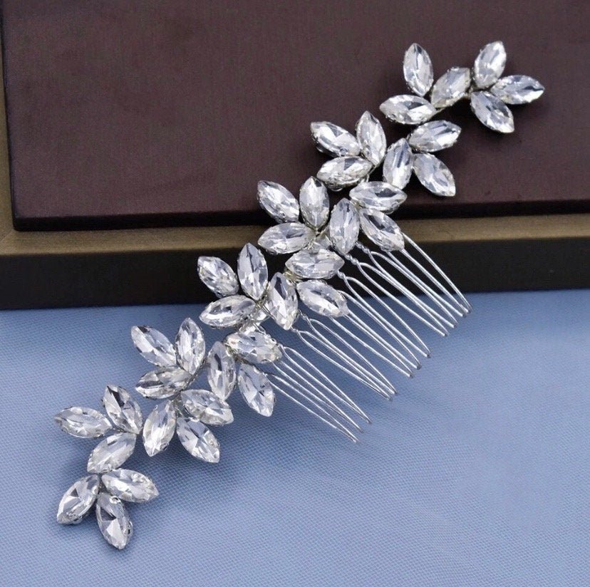 Bridal Wedding Hair Accessories Silver Crystal Hair Comb Hair Vine Bridesmaid Accessory Hair Jewellery Wedding Hair Comb - Floralific