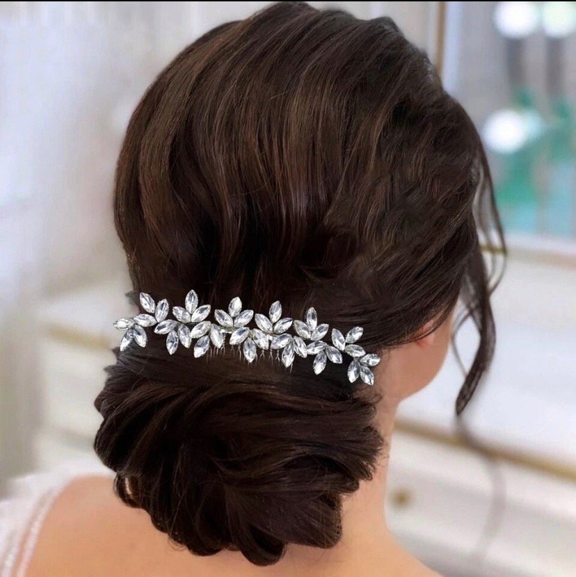 Bridal Wedding Hair Accessories Silver Crystal Hair Comb Hair Vine Bridesmaid Accessory Hair Jewellery Wedding Hair Comb - Floralific